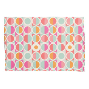 Hot Pink Retro Circle Pattern Pillowcase