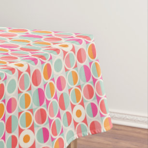 Hot Pink Retro Circle Pattern Tablecloth