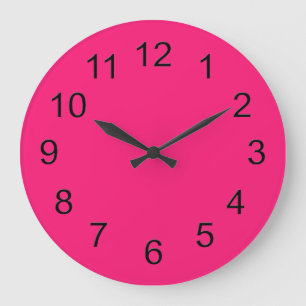 Hot Pink Retro Colourful Modern Solid Colour Large Clock