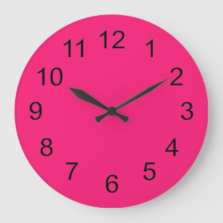 Hot Pink Retro Colourful Modern Solid Colour Large Clock