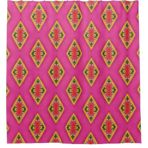 Hot Pink Retro Diamond Shower Curtain