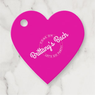 Hot Pink Retro Dolly Let's Go Party! Favour Tags