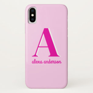 Hot Pink Retro Dolly Monogram iPhone X Case