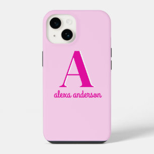 Hot Pink Retro Dolly Monogram iPhone 14 Case
