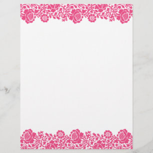 Hot Pink Retro Floral Damask Border
