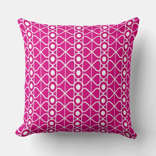 Hot Pink Retro Geometric Throw Pillow (Front)