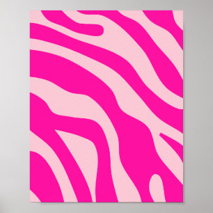 Hot Pink Retro Lines Pattern Poster