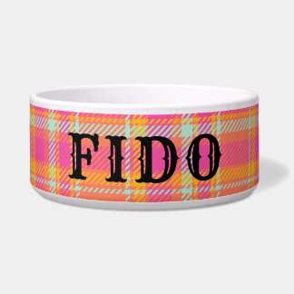 Hot Pink Retro Plaid with Orange and Blue  Soup Mu