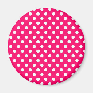 Hot Pink Retro Polka Dots Pattern Magnet