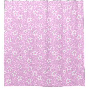 Hot pink retro polka dots with floral pattern shower curtain