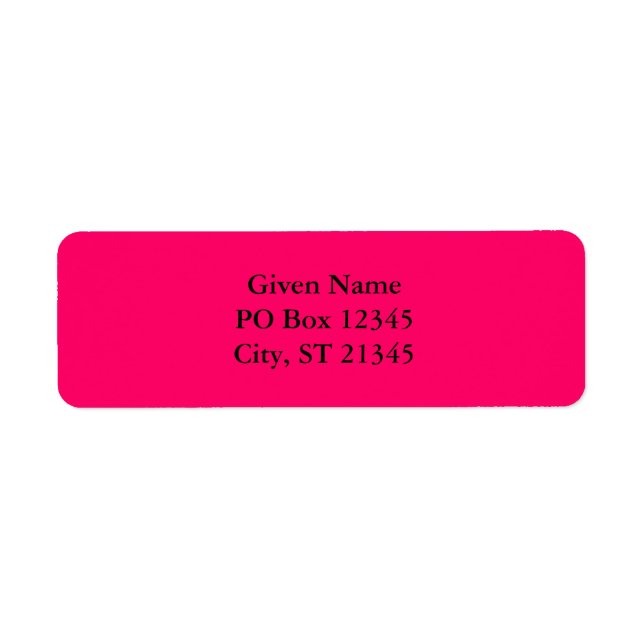 Hot Pink Return Address Label (Front)