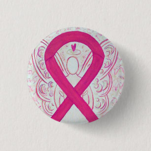 Hot Pink Ribbon Awareness Angel Pins