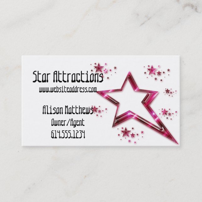 Hot Pink Rising Stars :: Party/Arts/Agent Business Card (Front)