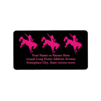 Hot Pink Rodeo Horse Riding Country Cowgirl Art Label