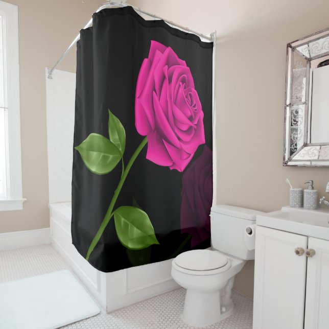 Hot Pink Rose 2 - Shower Curtain (In Situ)