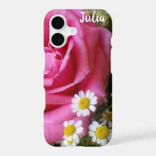 Hot Pink Rose and White Daisies Photo