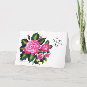 Hot Pink Rose Bouquet Valentine's Day Card