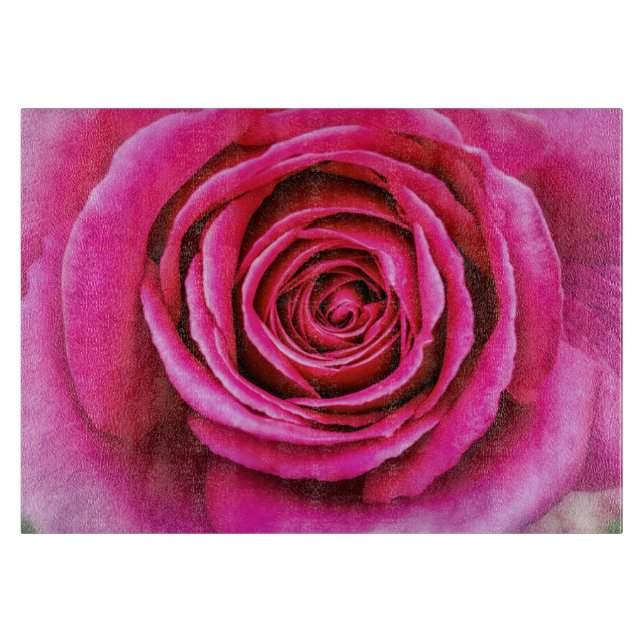 Hot Pink Rose Cutting Board (Front)