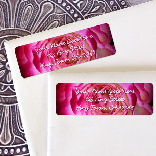 Hot pink rose flower photo script custom address return address label