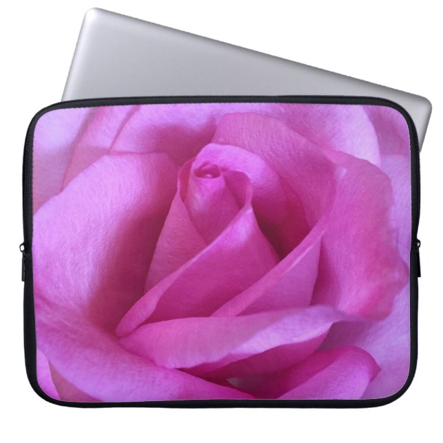Hot pink rose flower photo simple bold modern chic laptop sleeve (Front)