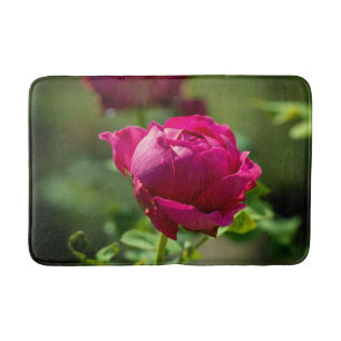 Hot pink rose flowers bath mat