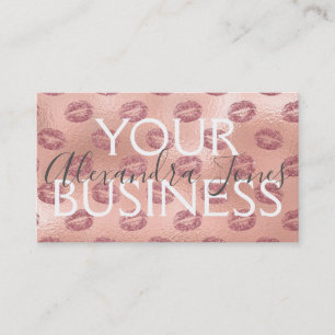 Hot Pink & Rose Gold Elegant Lipstick Business Card