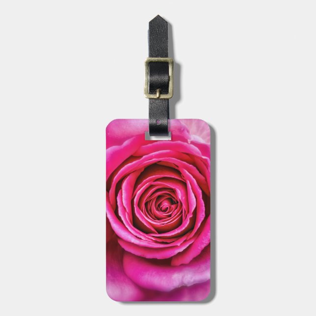 Hot Pink Rose Luggage Tag (Front Vertical)