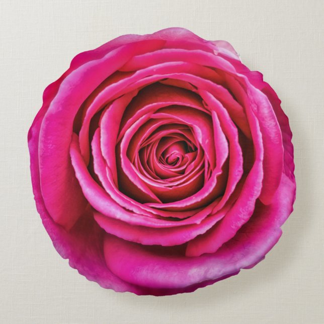Hot Pink Rose Round Cushion (Back)
