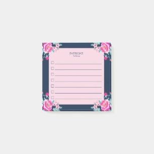 Hot Pink Roses Floral To-Do List Post-it Notes