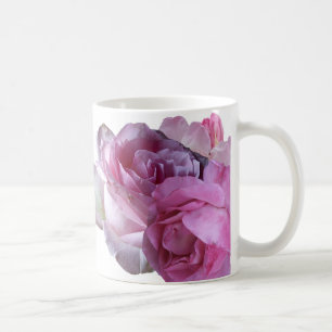 Hot Pink roses flowers with M monogram by Berglind Coffee Mug