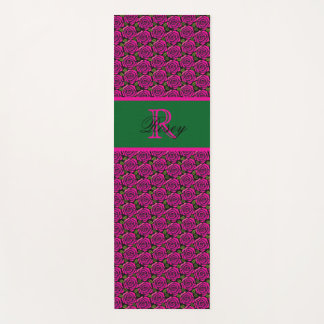 Hot Pink Roses Girly Personalised Name Monogram  Yoga Mat