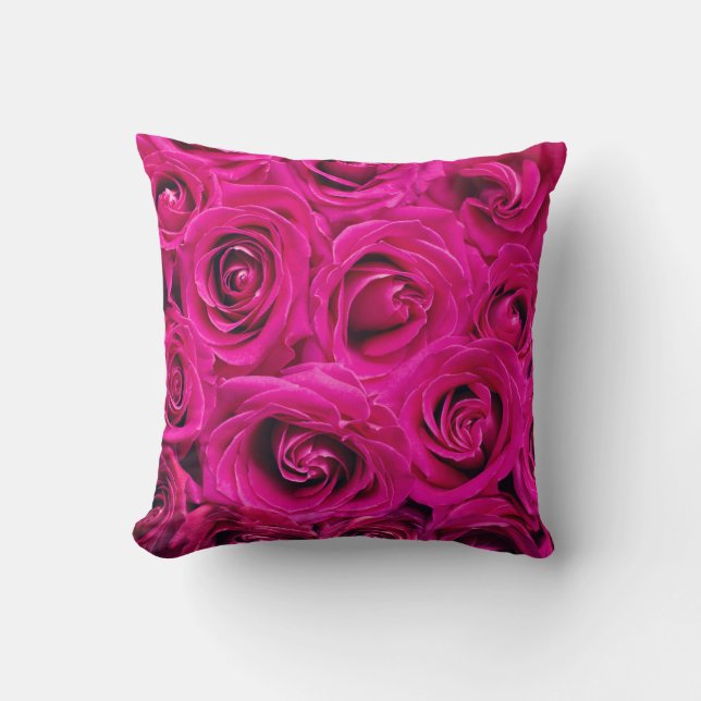 Hot Pink Roses Lux Cushion (Front)