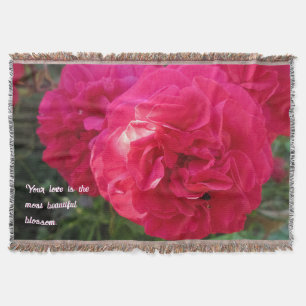 Hot Pink Roses - Personalised Mother's Day Throw Blanket