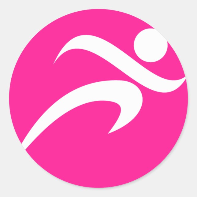 Hot Pink Running; Runner Classic Round Sticker (Front)