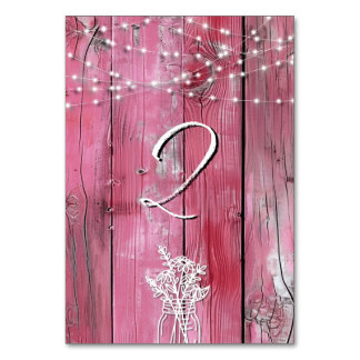 Hot Pink Rustic Wood String Lights Mason Jar Table Number