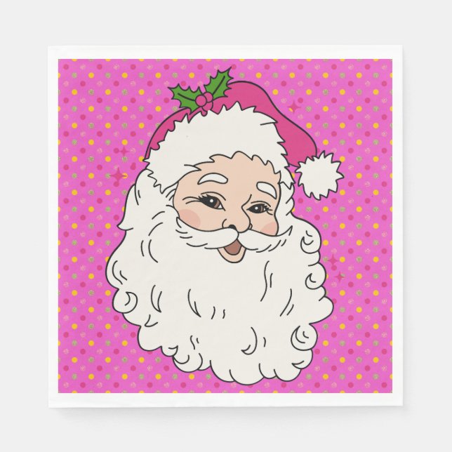 Hot Pink Santa Napkin (Front)