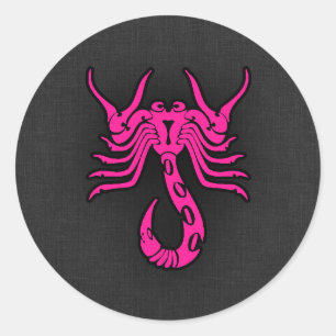 Hot Pink Scorpio Scorpion Zodiac Sign Classic Round Sticker