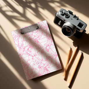 Hot Pink Scribble Cats – modern cute Pattern Clipboard