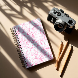 Hot Pink Scribble Cats – modern cute Pattern Notebook