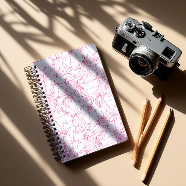 Hot Pink Scribble Cats – modern cute Pattern Notebook (Creator Uploaded)
