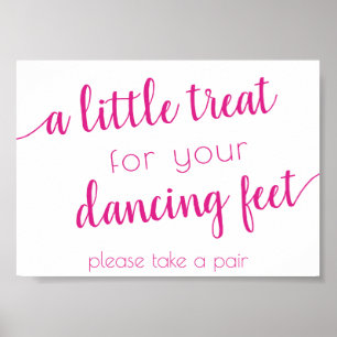 Hot Pink Script Fuchsia Dancing Feet Favour Sign