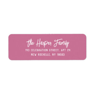 Hot Pink Script Personalised Return Address Label