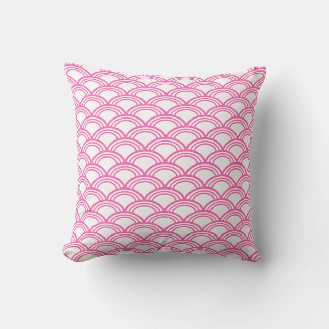 Hot Pink Seigaiha Pattern Cushion (Front)