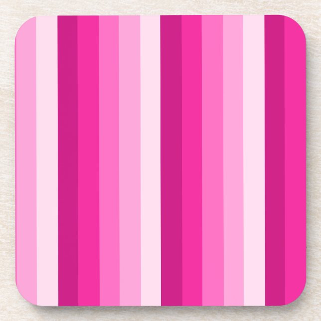 Hot pink shadow stripes coaster (Front)