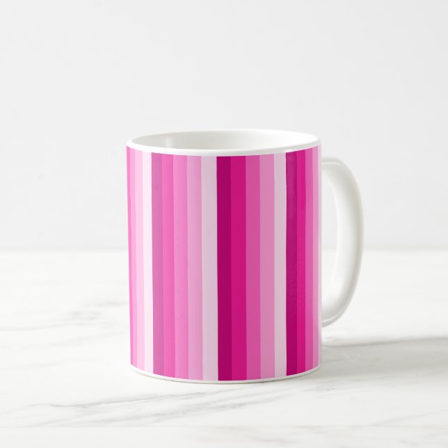 Hot pink shadow stripes coffee mug (Front Right)