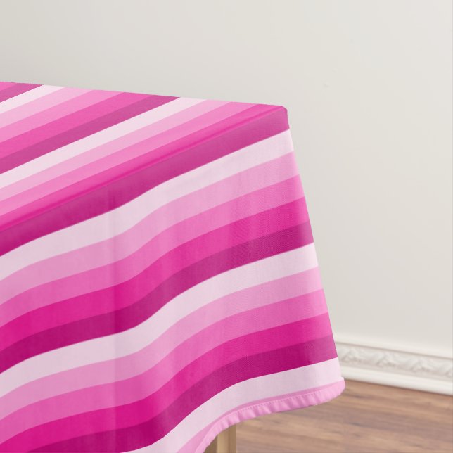 Hot pink shadow stripes tablecloth (In Situ)