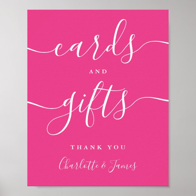 Hot Pink Signature Script Cards And Gifts Sign (Front)