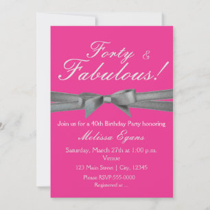 Hot Pink & Silver Bow Party Chic Event Invitation