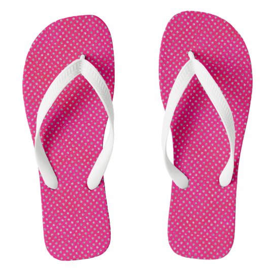 Hot Pink & Silver Glitter Polka Dots Thongs
