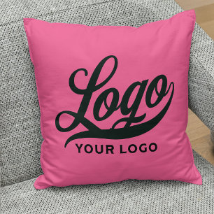 Hot Pink Simple Business logo Company brand event Cushion